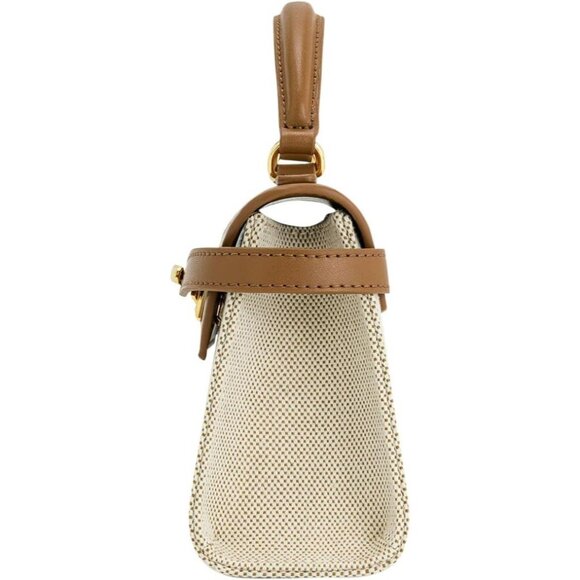 🆕Jw Pei Women Brown Canvas Vegan Leather Elegant Sustainable Top Handle Bag - Picture 5 of 7